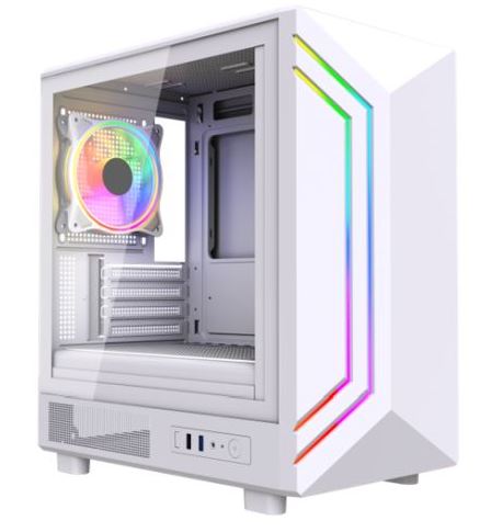 Budget White Gaming PC with Ryzen 5 5600GT, 16GB RAM, ARGB LEDs & Windows 11 Pro