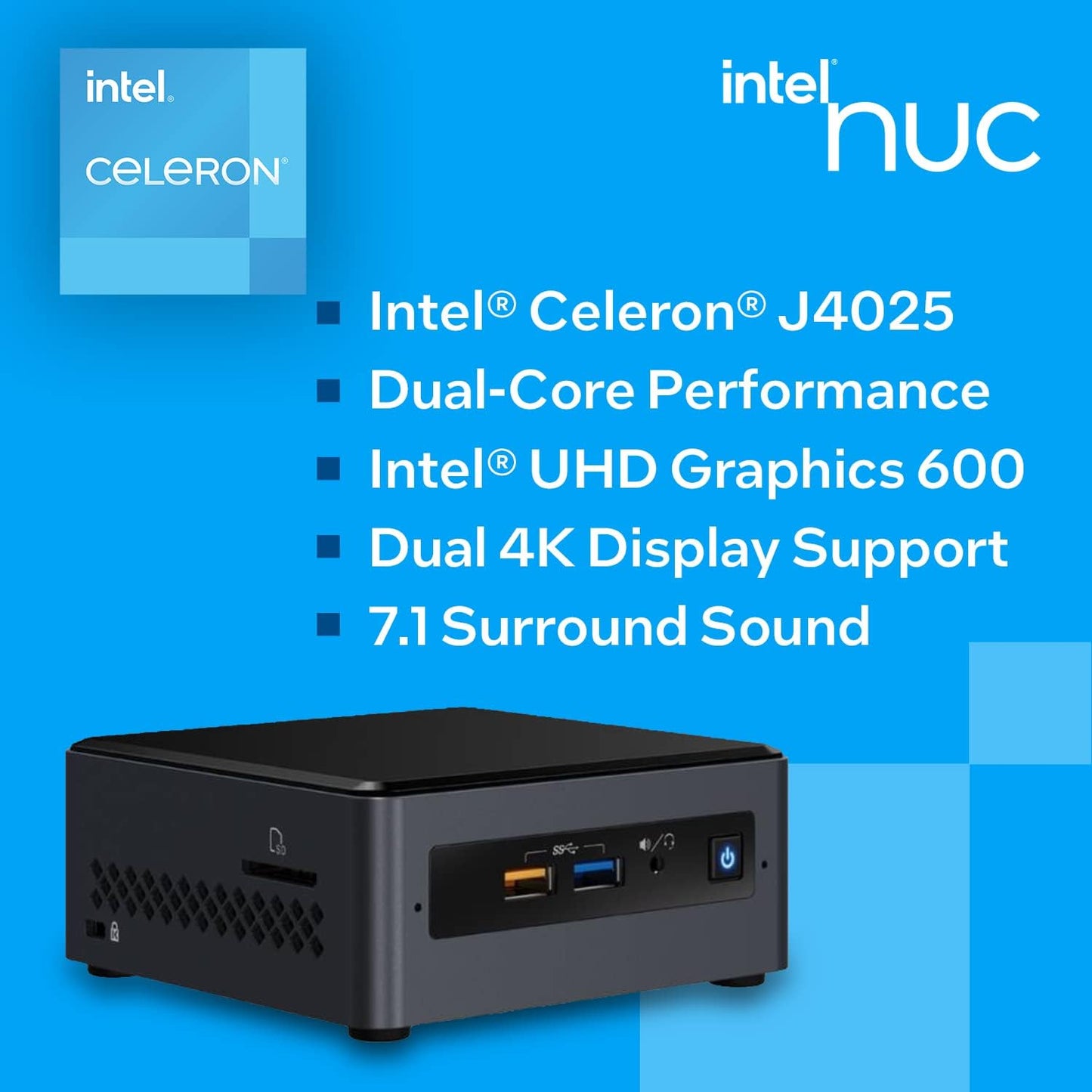 Intel NUC Mini PC - Intel Celeron Dual Core CPU - 8GB RAM - 256GB SSD