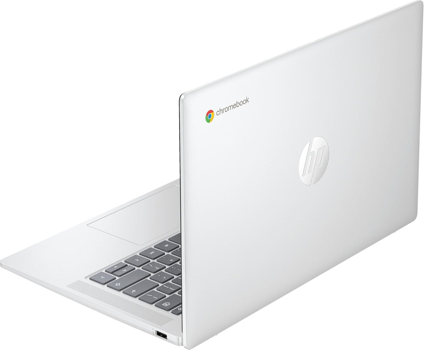 HP Chromebook 14" HD Display, Intel Processor N100 (4 Cores), Intel UHD Graphics, 4 GB RAM, 128GB UFS Storage, WIFI 6E & Bluetooth 5.3, HD Webcam, Chrome OS, Glacier Silver