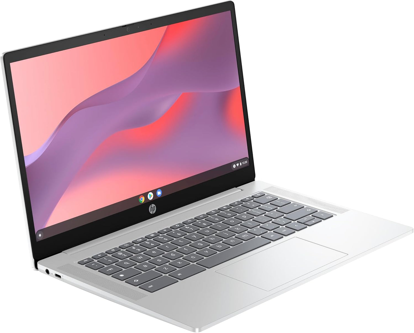 HP Chromebook 14" HD Display, Intel Processor N100 (4 Cores), Intel UHD Graphics, 4 GB RAM, 128GB UFS Storage, WIFI 6E & Bluetooth 5.3, HD Webcam, Chrome OS, Glacier Silver