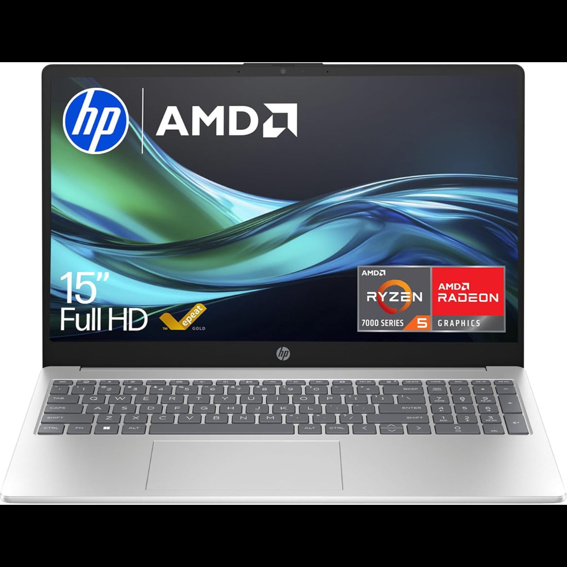 HP 15.6” Laptop | AMD Ryzen 5 7520U Processor | 16 GB RAM | 1 TB SSD | AMD Radeon Graphics | FHD Display | Up to 11.5 hrs battery | Dual Speakers | Windows 11 | Silver