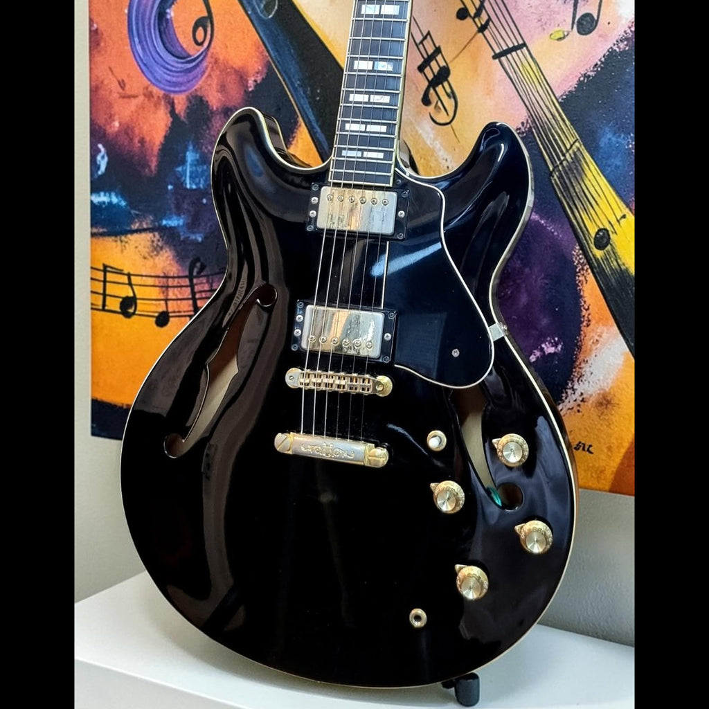 1987 Yamaha SA2100 Semi-Hollow Body Guitar – Polished Ebony with Original Hard Case