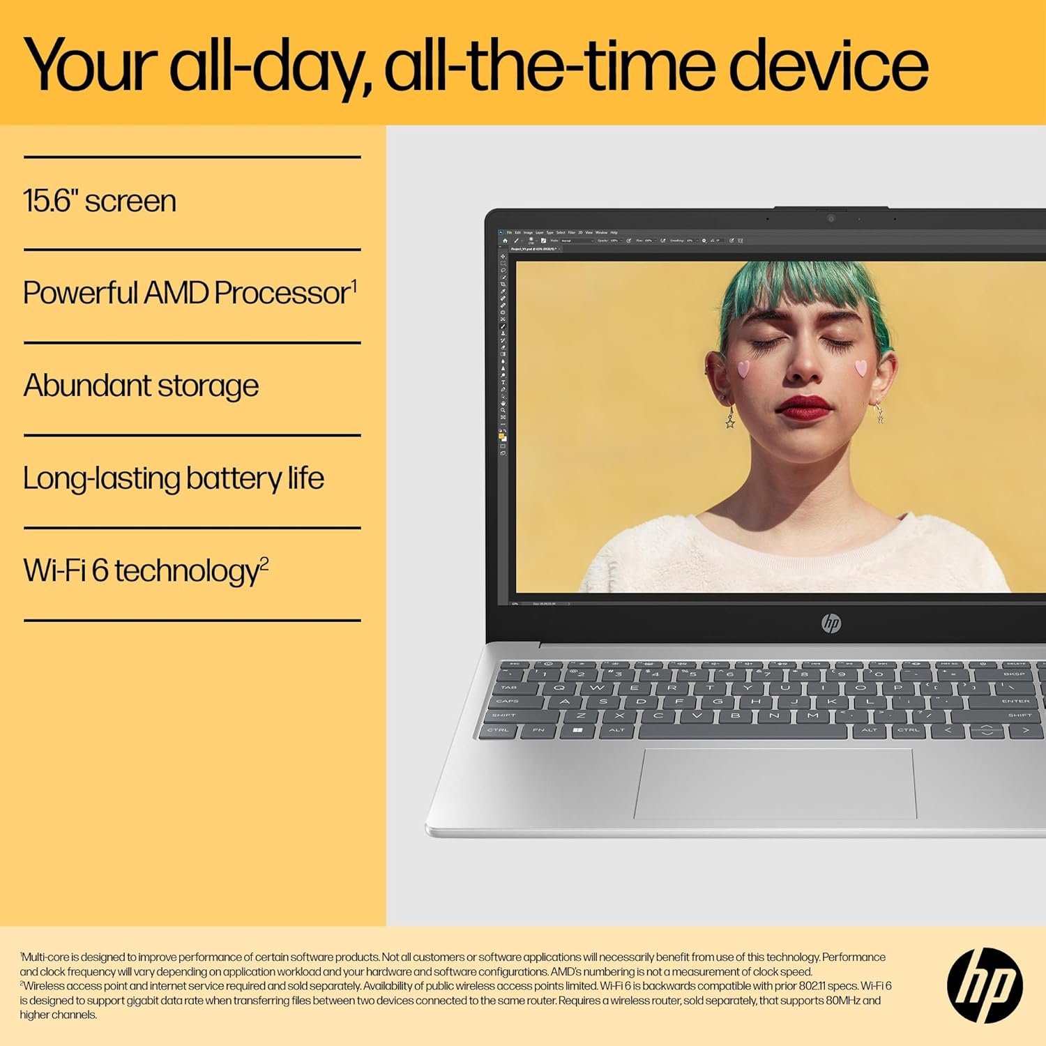 HP 15.6” Laptop | AMD Ryzen 5 7520U Processor | 16GB RAM | 512GB SSD | AMD Radeon Graphics | FHD Display