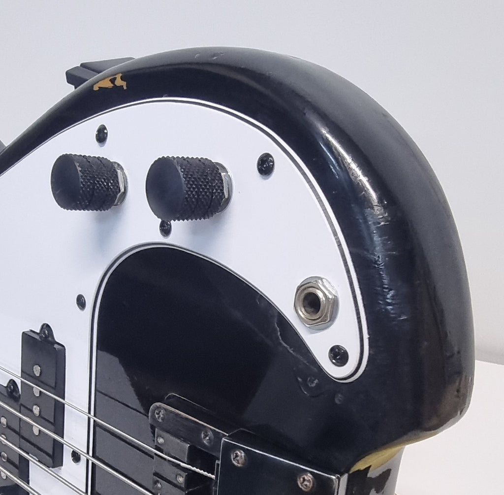 Cort Space PB Headless P-Bass 1983 - Black with White Finger Board + Rosewood Neck