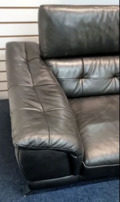 Leather Sofa With Matching Mirror - In Black