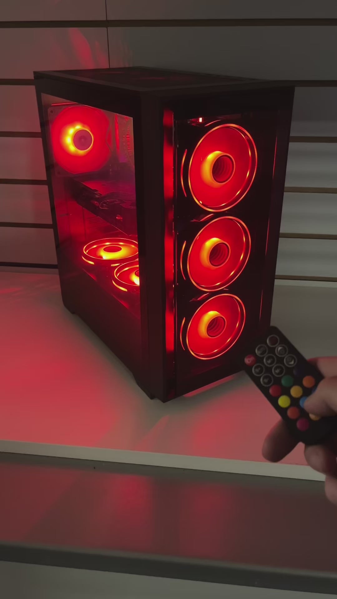 Demonstration of the remote controlled led lights on a gaming pc