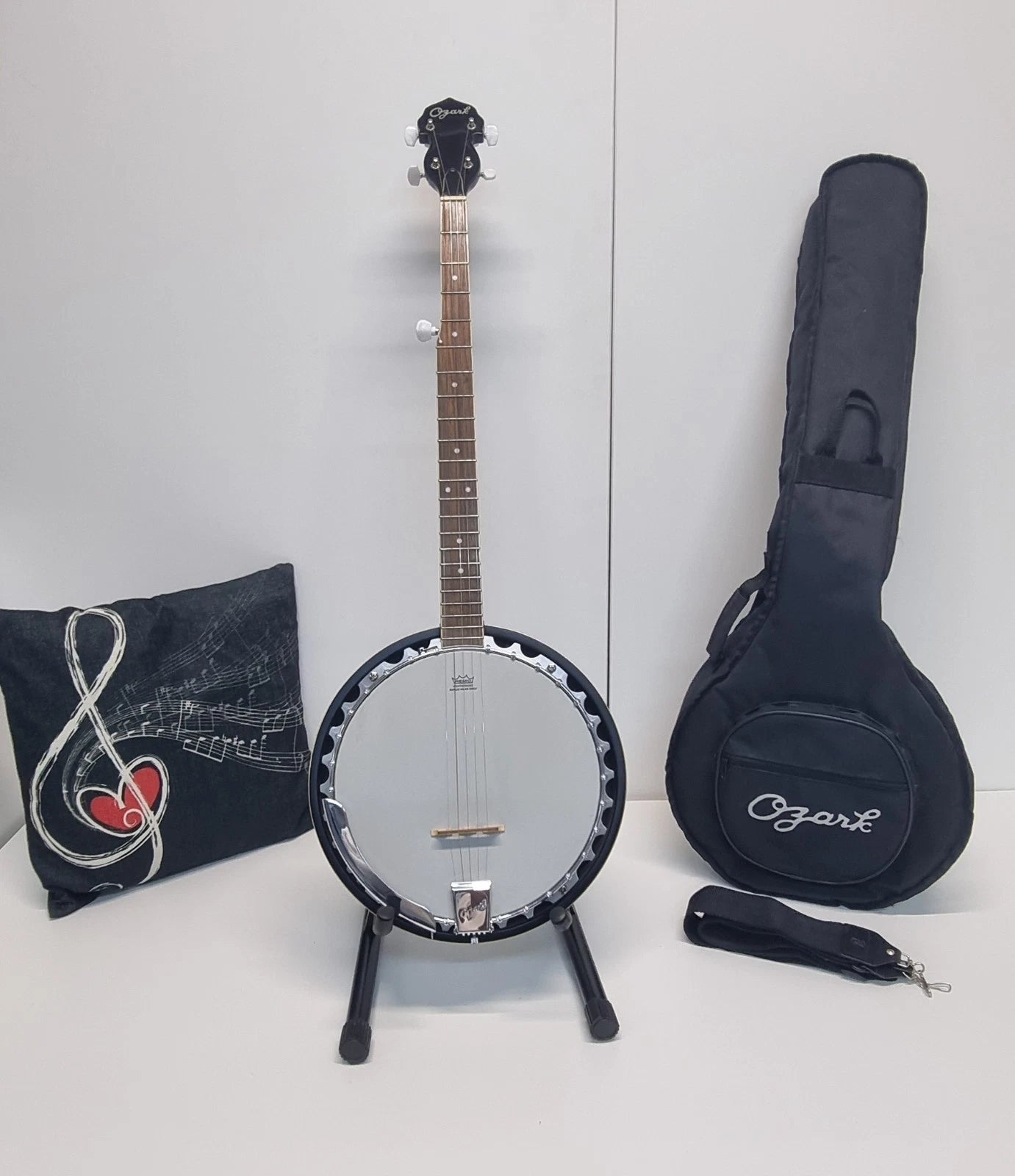 Ozark 5 String Banjo-Inc Padded Gig Bag-Stand + Strap