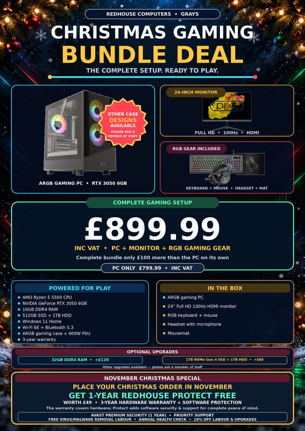 Ryzen 5 Gaming PC with RTX 3050 6GB